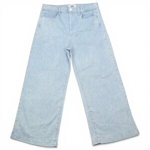 Paige Genesee Crop Jeans Womens 31 Light Wash Wide Leg High Rise Cropped